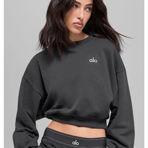 ALO Yoga Charcoal Cropped Sweatshirt